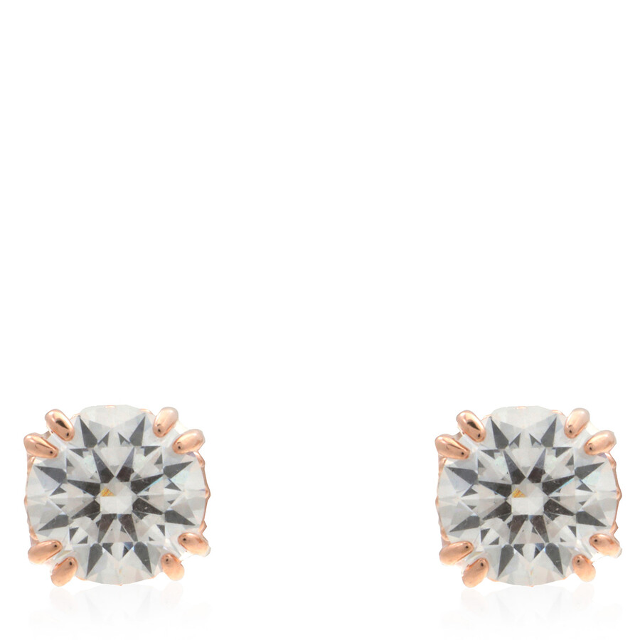 Swarovski Constella White Rose Gold-Tone Plated Round Cut Stud Earrings ...