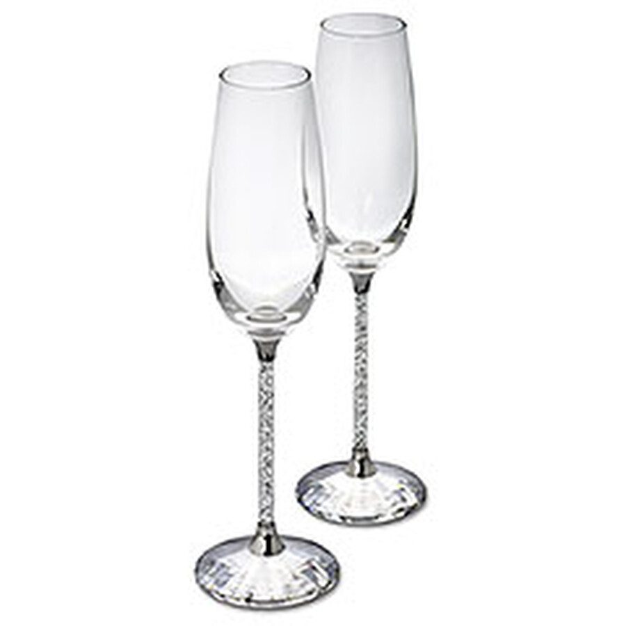 Swarovski Crystalline Champagne Flutes, Set Of 2 In Green