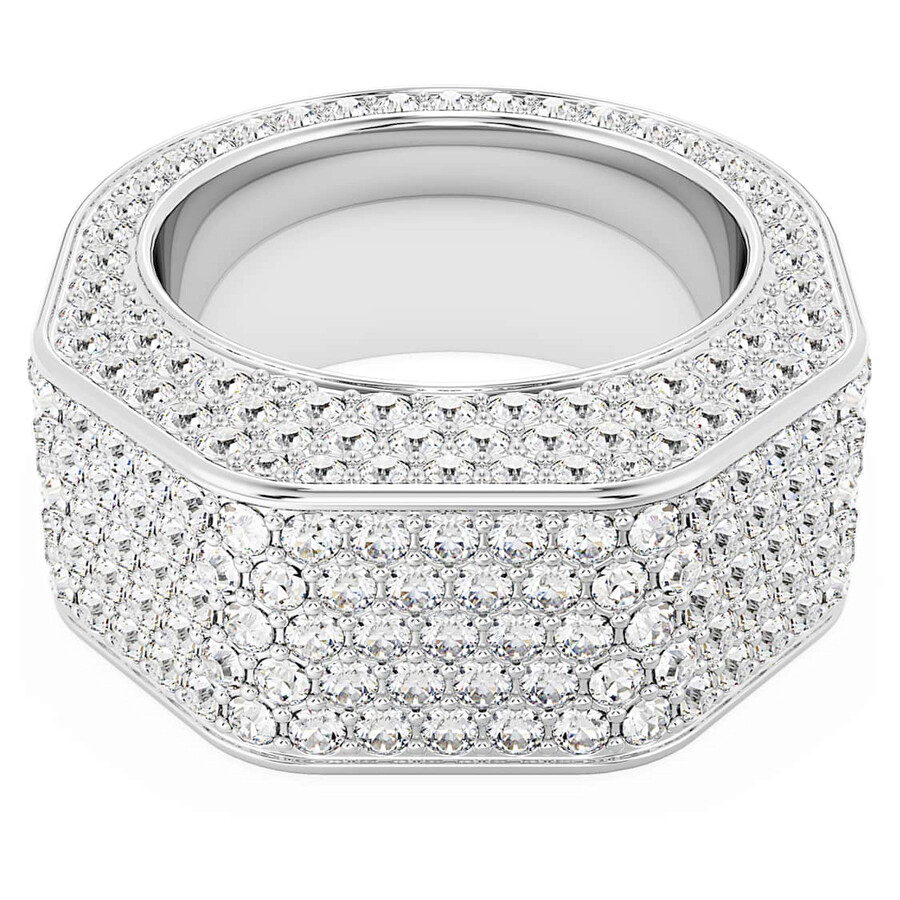 Swarovski Dextera Cocktail Ring Oct Full Pave Rhodium Shiny Clear In Silver Tone