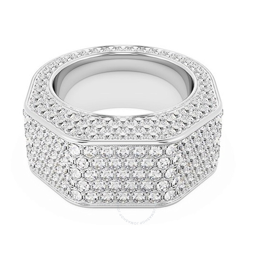 Swarovski Dextera Cocktail Ring Oct Full Pave Rhodium Shiny Clear In Silver Tone