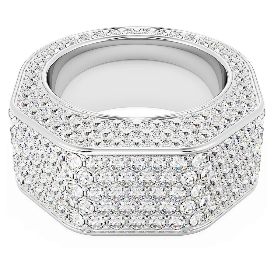 Swarovski Dextera Cocktail Ring Oct Full Pave Rhodium Shiny Clear In Silver Tone