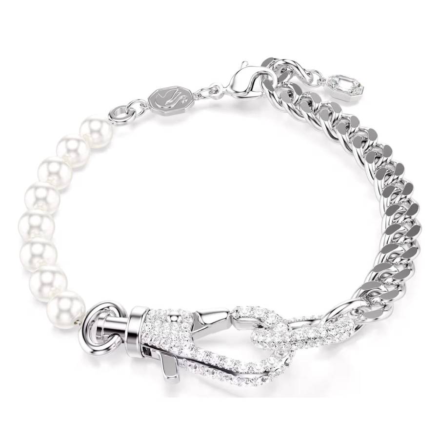 Swarovski Dextera Crystal Pearl Rhodium Plated Bracelet In Metallic