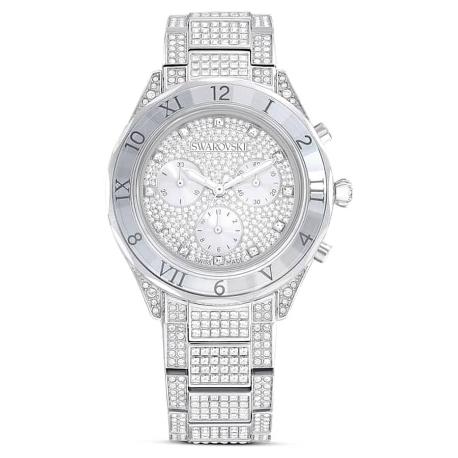 時計 SWAROVSKI Octea lux chrono watch, Swiss Made, Leather strap, Blue