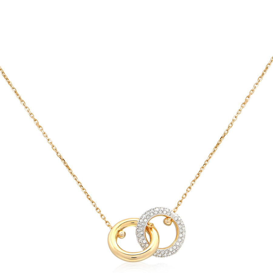 y❤︎ Swarovski Dextera Interlocking Loop Pendant, White and Gold