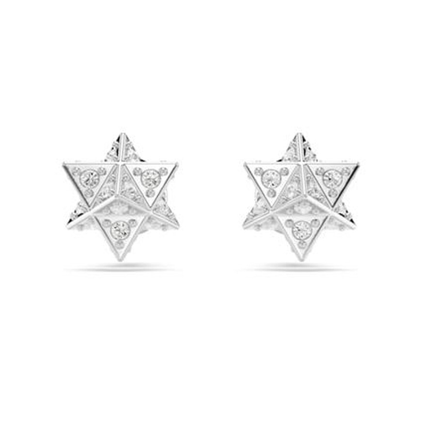 Swarovski Dextera Pierced Earrings Star Rhodium Shiny Crystal In Metallic