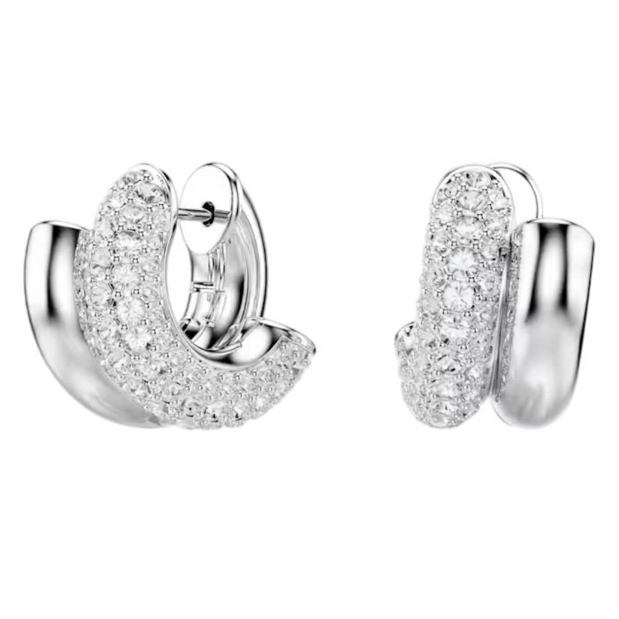 Swarovski Dextera Rhodium Plated Hoop Earrings 5738197