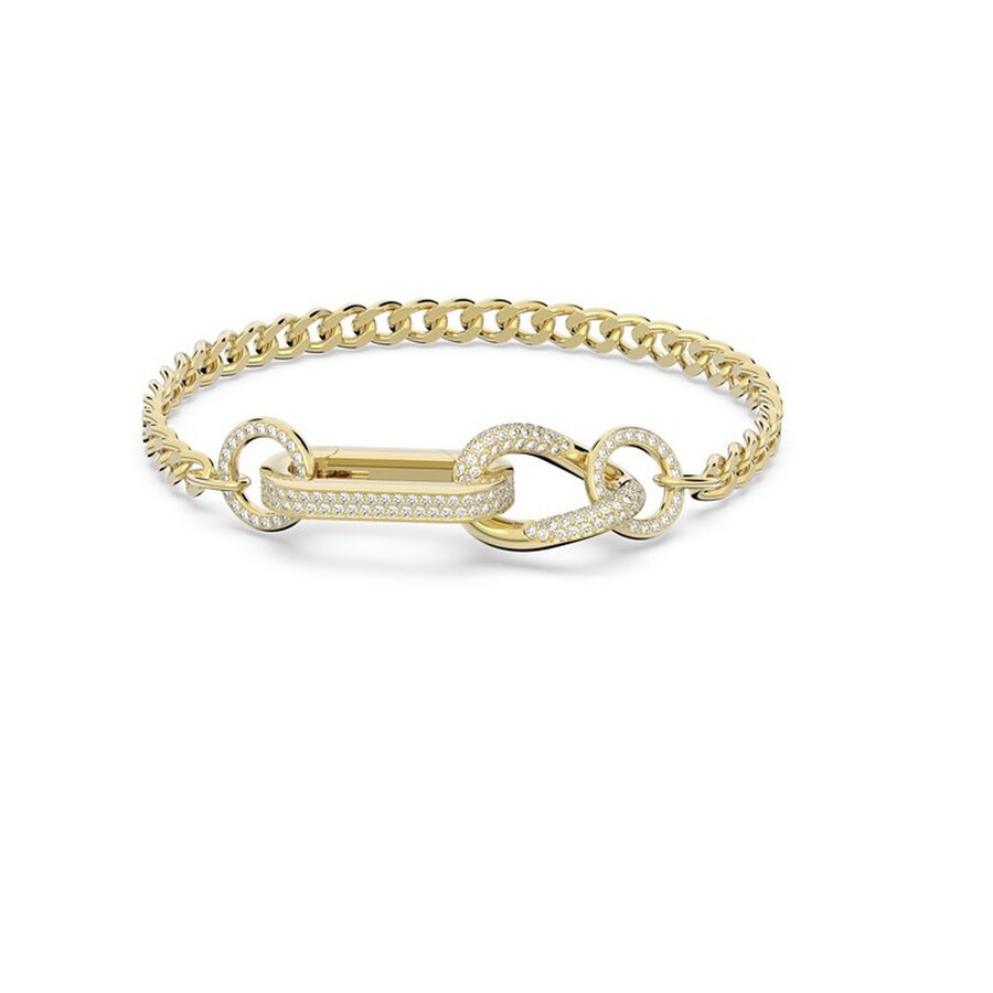 Swarovski Ladies Dextera Gold-tone Plated Mixed Links Pave Bracelet In White