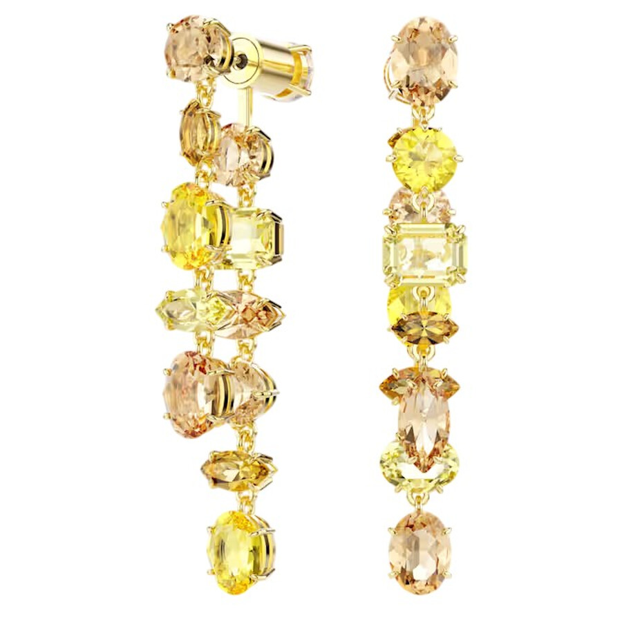 Swarovski Gema Mixed Cut Crystal Front To Back Earrings In Yellow