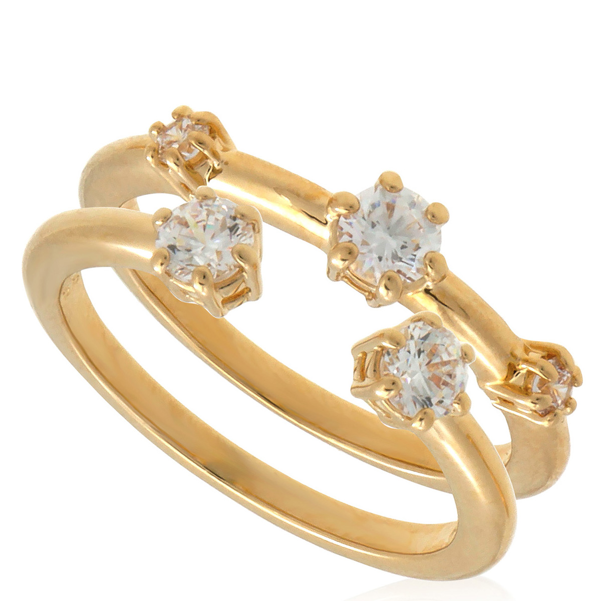 Swarovski Gold,Tone Plated Constella Ring Set (2), Size 55 (US