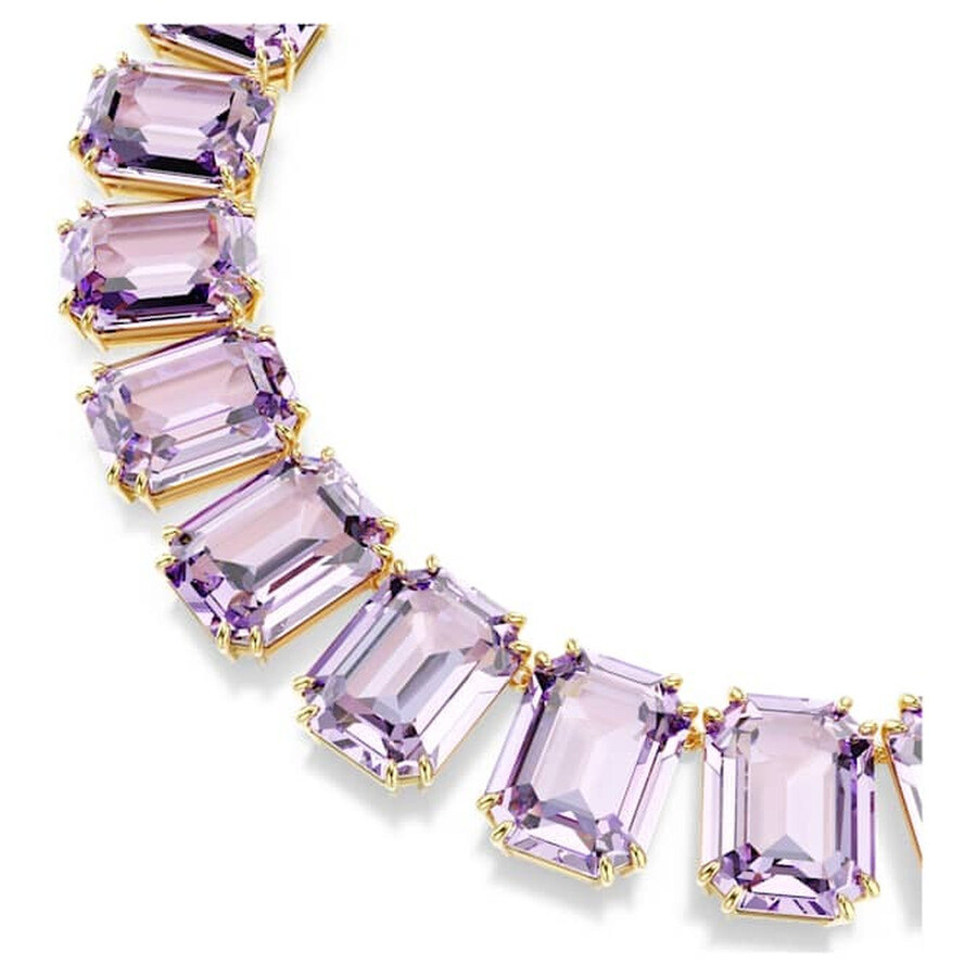 Swarovski Gold-tone Plated Purple Millenia Tennis Necklace In Purple