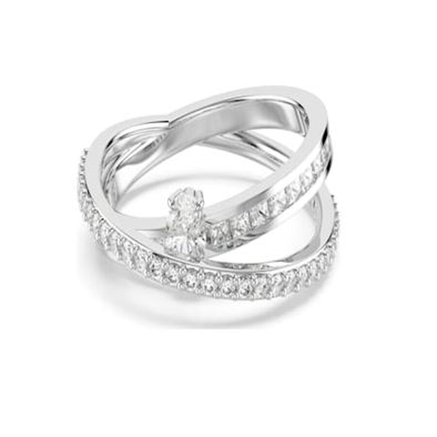 Swarovski Hyperbola Band Ring 2 Row Rhodium Shiny White In White