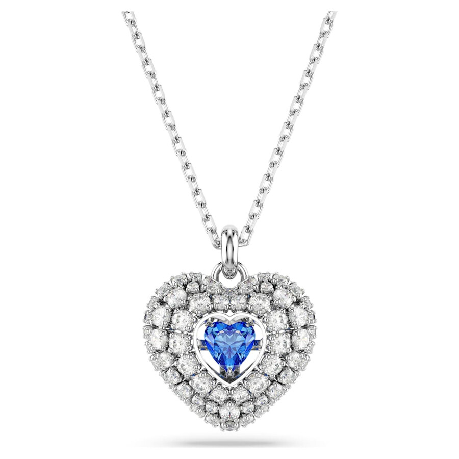 Swarovski Hyperbola Pendant Heart Rhodium Shiny Blue In Blue