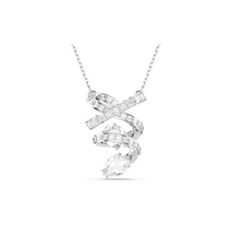 Swarovski Hyperbola Pendant Spin Rhodium Shiny Clear In Silver Tone