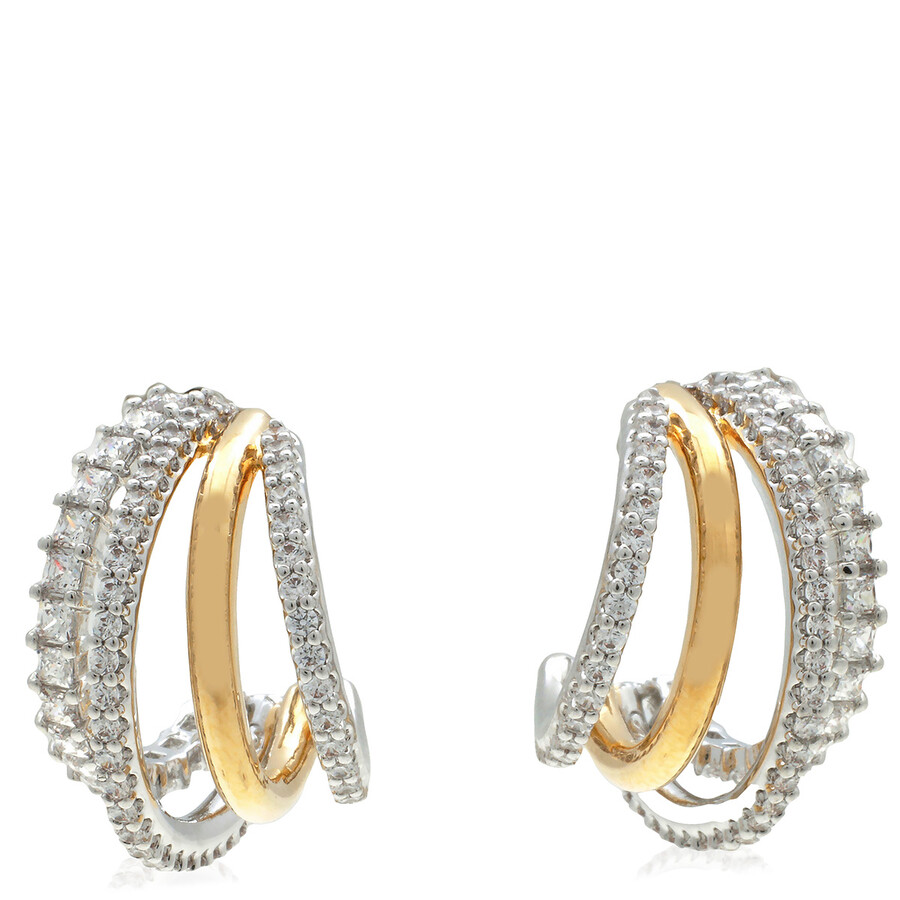 Swarovski Hyperbola Pierced Earrings Mini Hoop 4 Mixed Plating White In White
