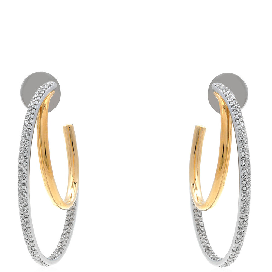 Swarovski Hyperbola Pierced Earrings Mixed Plating Clear In Silver Tone