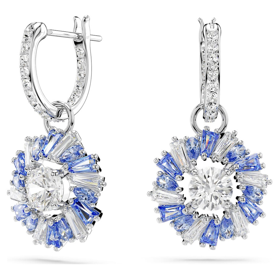 Swarovski Idyllia E Pierced Earrings Mini Hoop Rhodium Shiny Blue In Blue