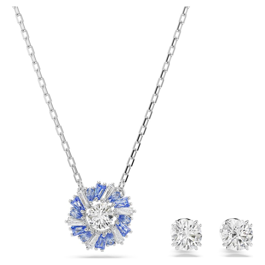 Swarovski Idyllia E Set Sd Rhodium Shiny Blue In Blue