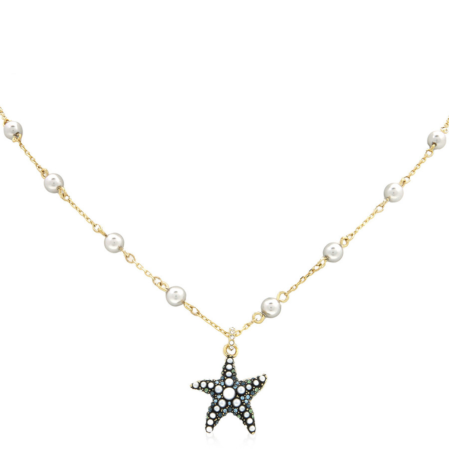Swarovski Idyllia F Pendant Starfish Gold Shiny Multi In Silver Tone