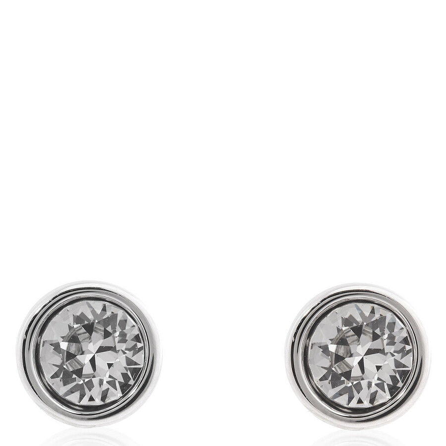 Swarovski Imber Pierced Earrings Stud Rhodium Shiny White In Silver Tone