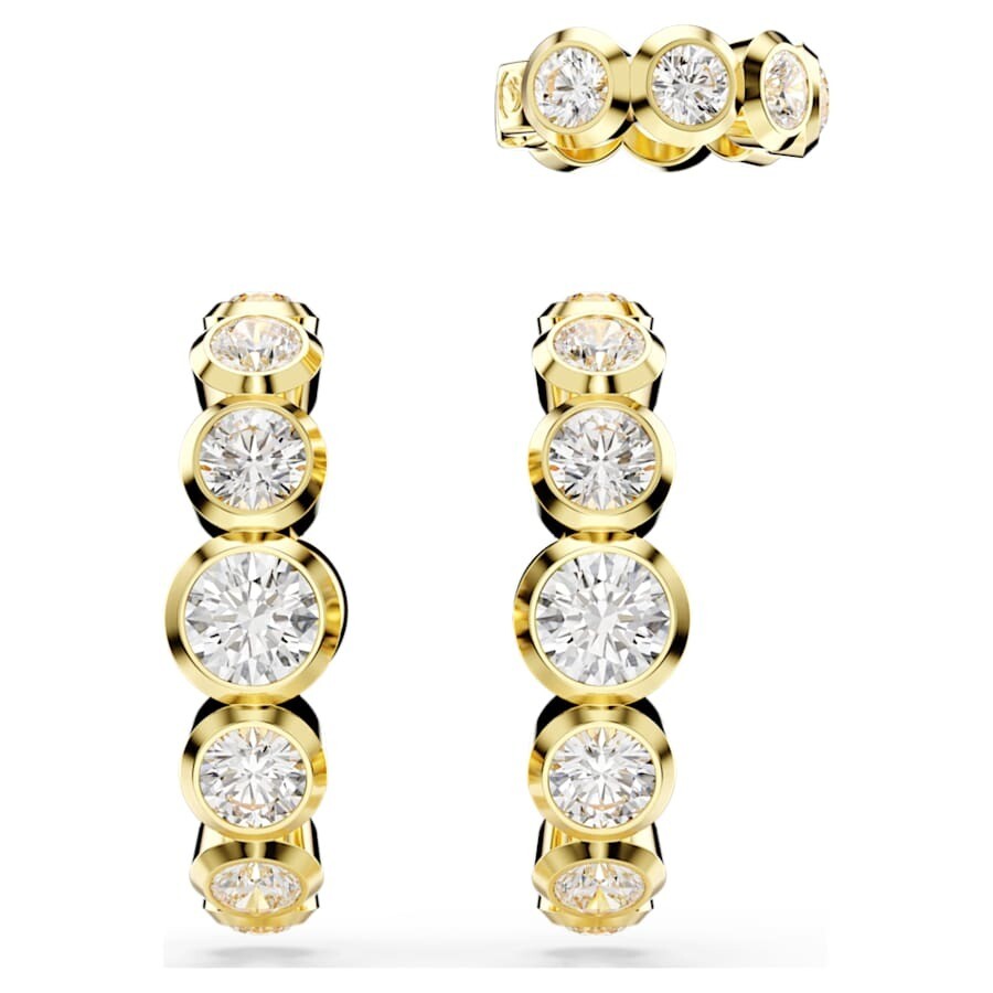 Swarovski Imber Round-cut Gold Plated Earrings Set In Gold