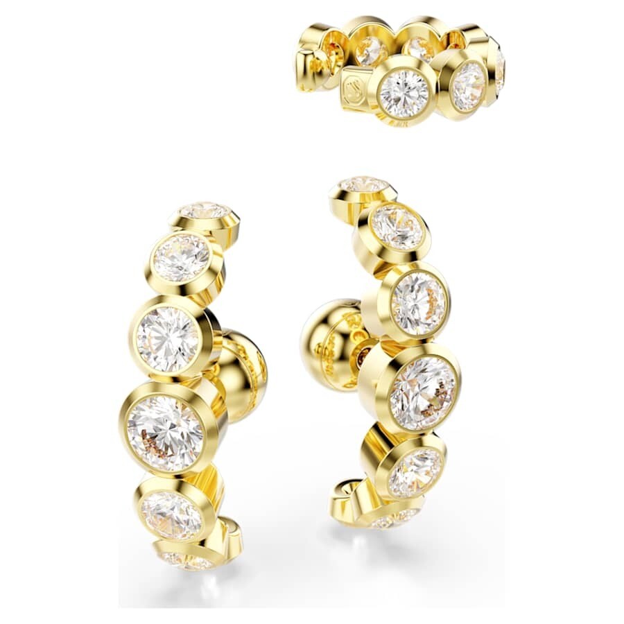 Swarovski Imber Round-cut Gold Plated Earrings Set In Gold