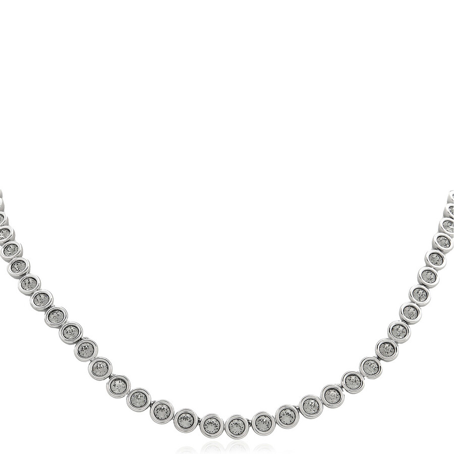 Swarovski Imber Tennis Necklace Ruthenium Shiny Black Diamond In Grey