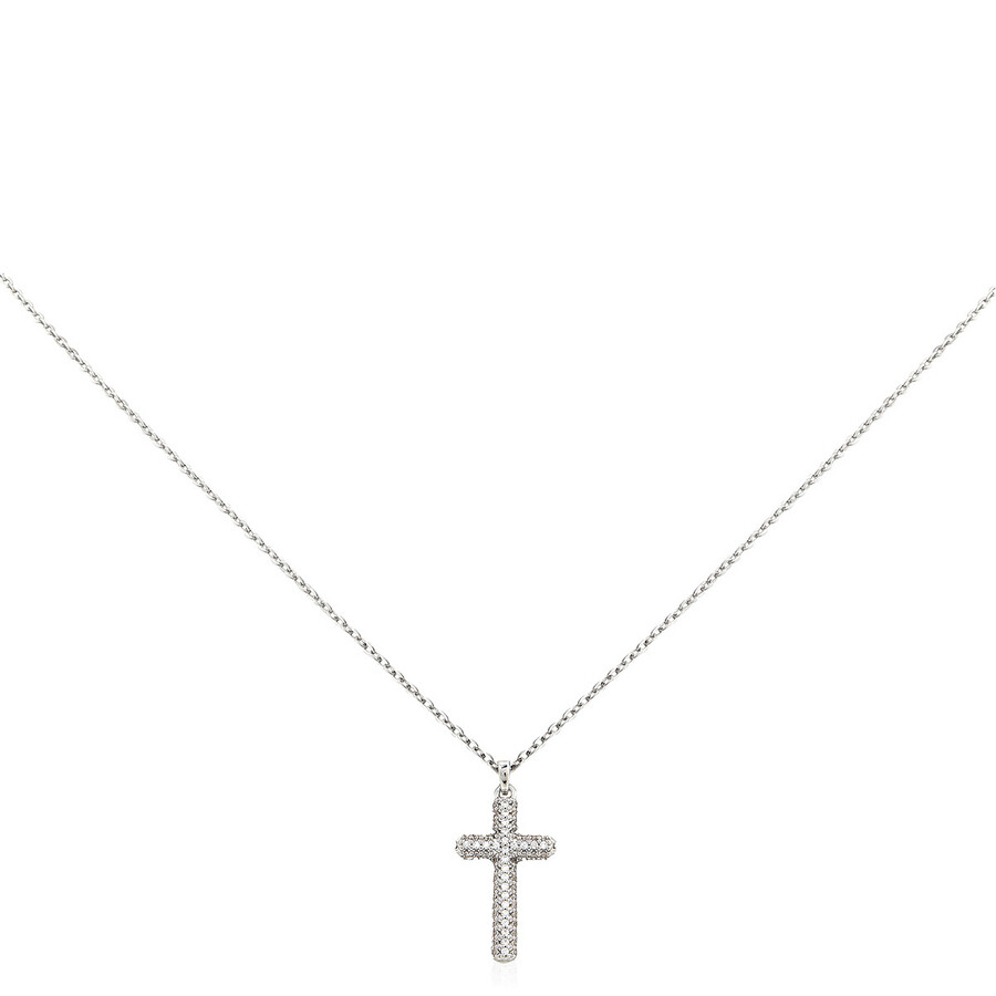 Swarovski Insigne Pendant Cross Full Pave Rhodium Shiny White In Silver Tone