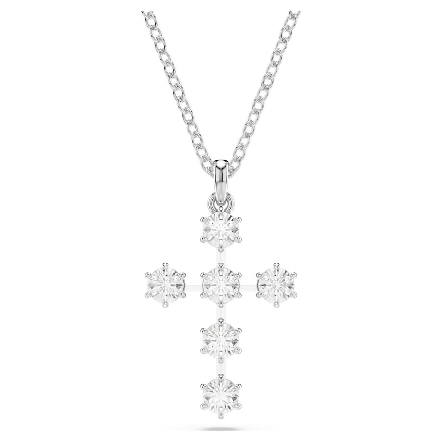 Swarovski Insigne Pendant Cross Constella Rhodium Shiny White In Silver Tone