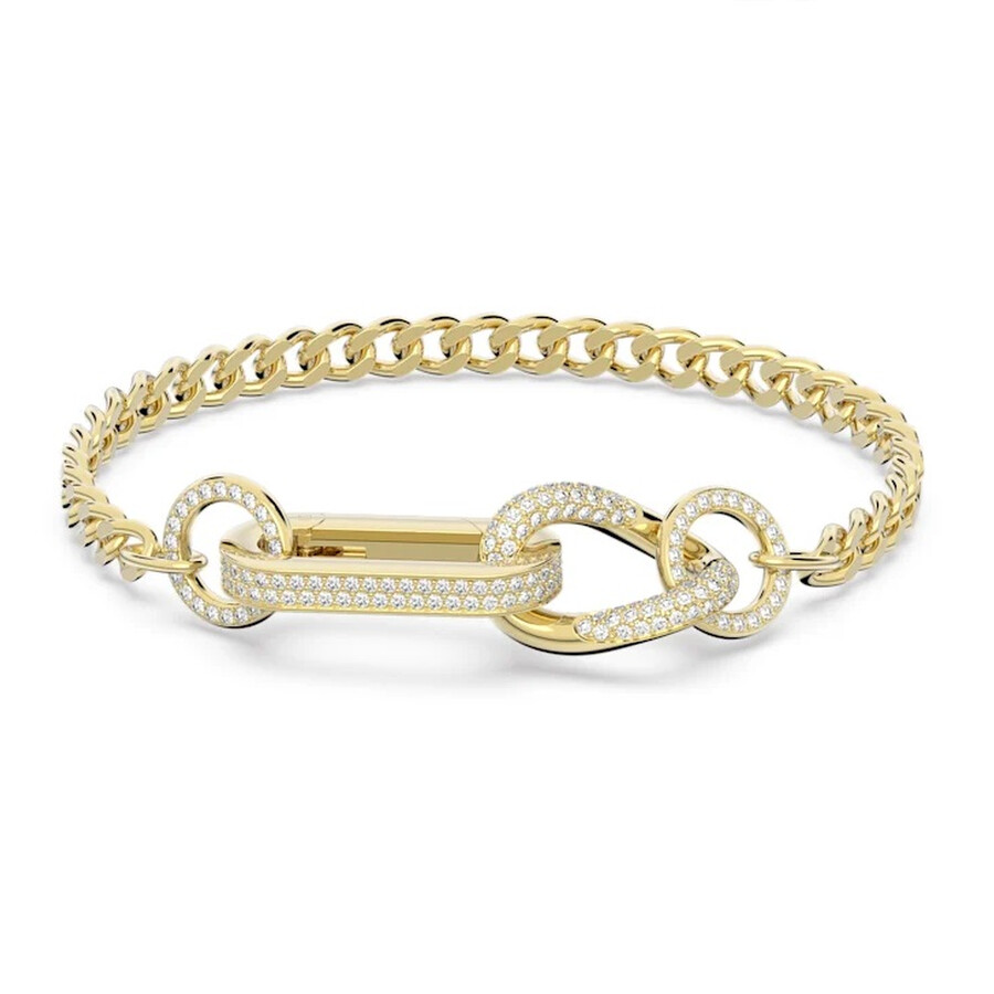 Swarovski Ladies Dextera Gold-tone Plated Mixed Links Pave Bracelet In White