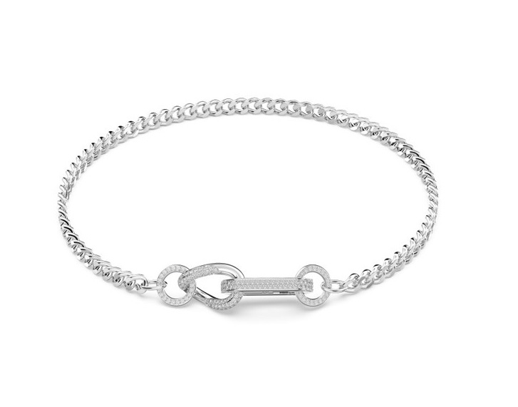 Swarovski Ladies Dextera White Rhodium Plated Mixed Links Pave Necklace ...