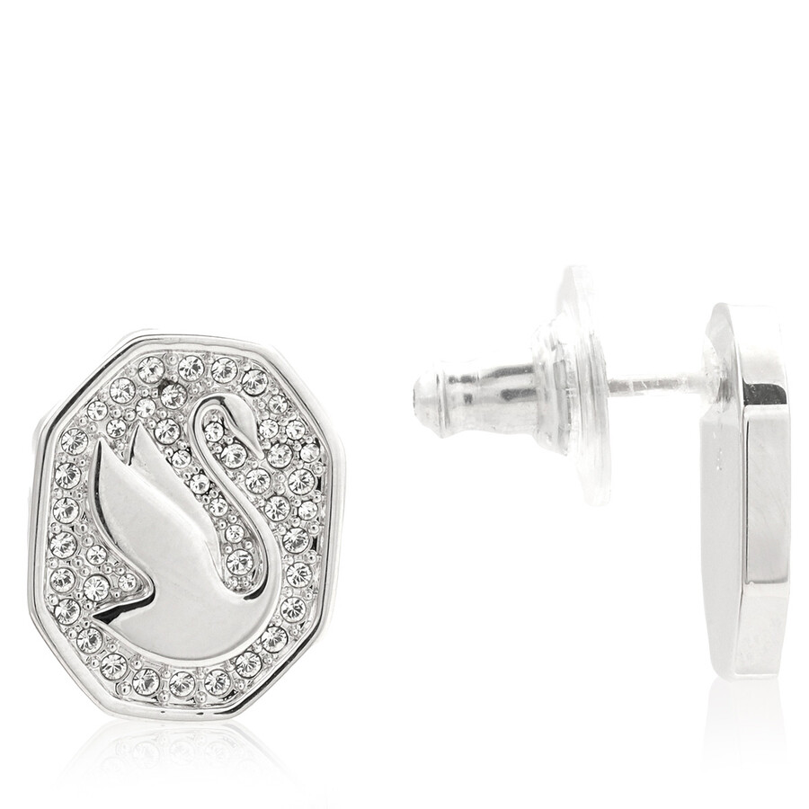 Swarovski Ladies Signum Swan Stud Earrings In White