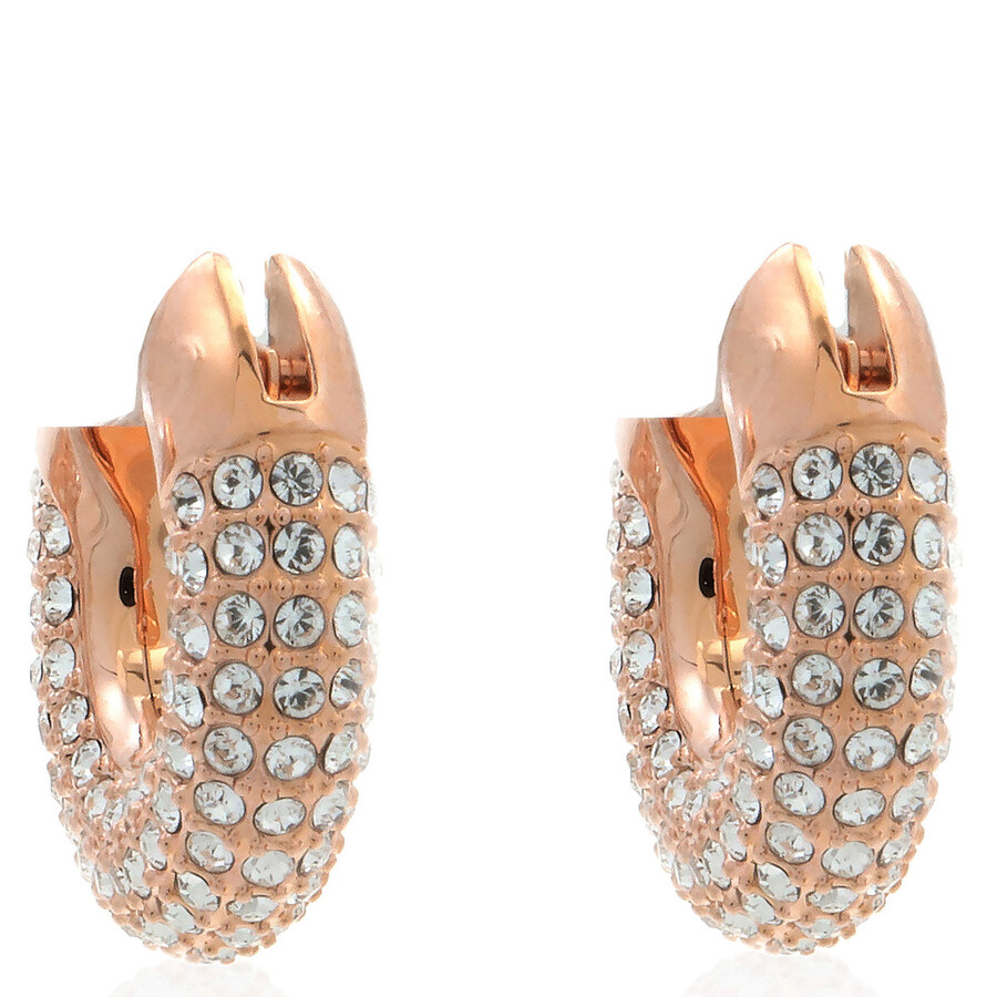 Swarovski Dextera Hoop Earrings In Pink/white/rose Gold Tone/gold Tone