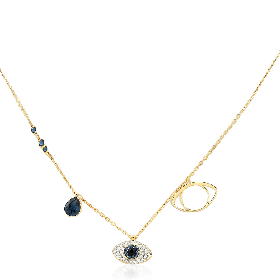 Swarovski Symbolica Evil Eye Pendant Necklace In Blue/gold Tone