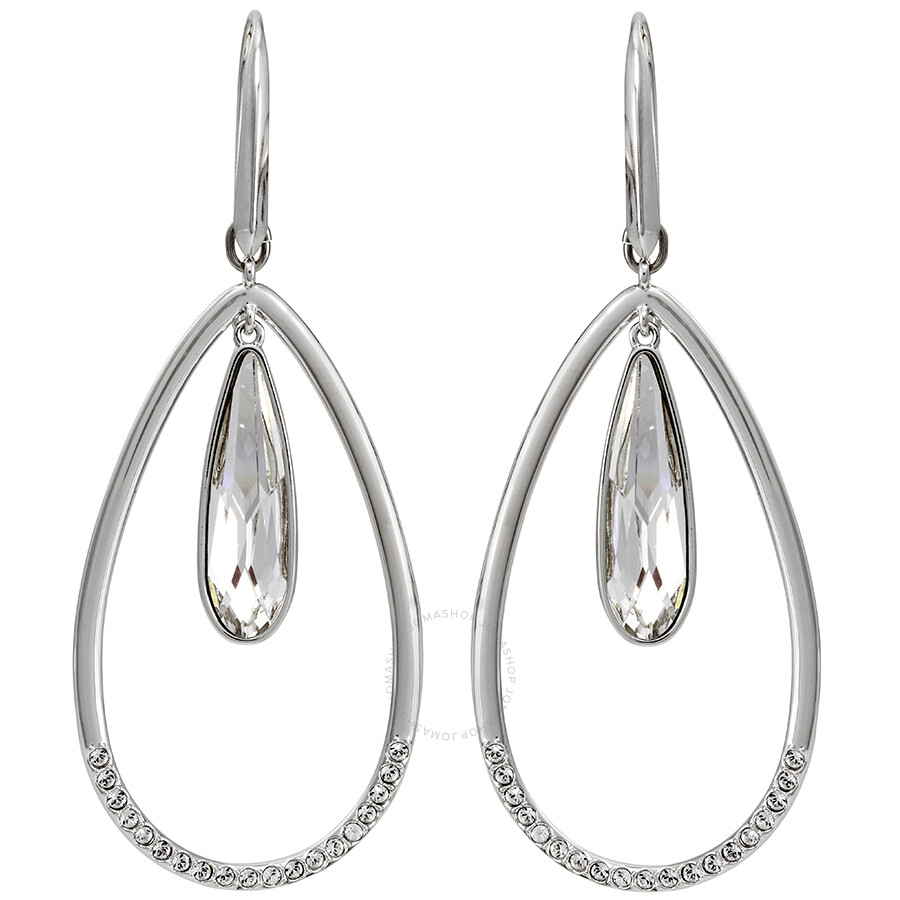 Swarovski Lisanne Rhodium Plated Hoop Earrings Las Swarovski Lisanne Rhodium Plated Hoop Earrings