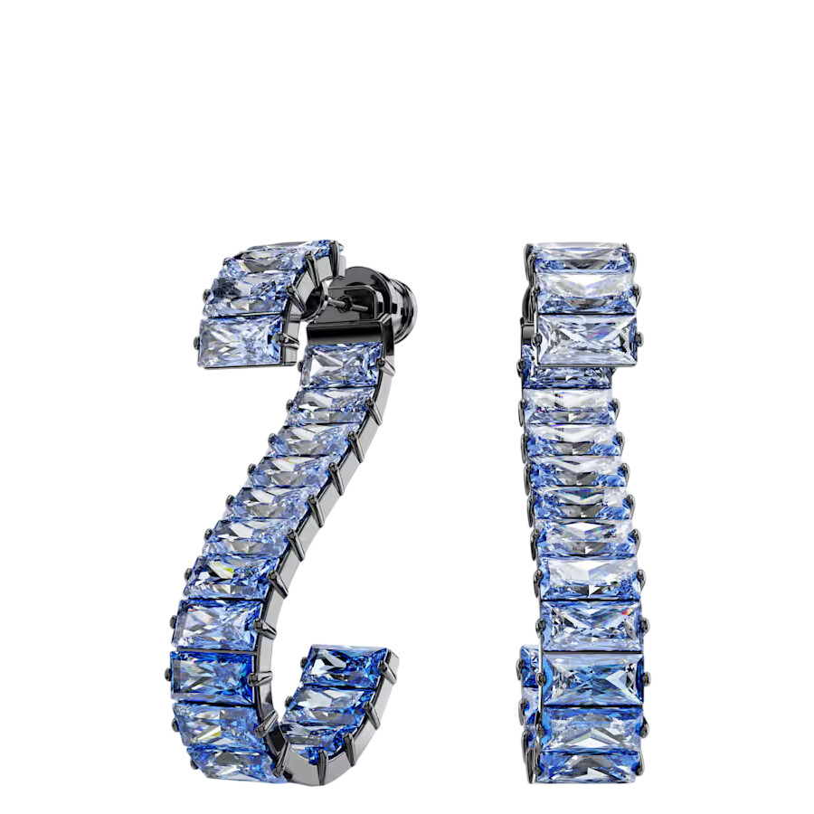 Swarovski Matrix Baguette Cut Crystal Drop Earrings In Blue