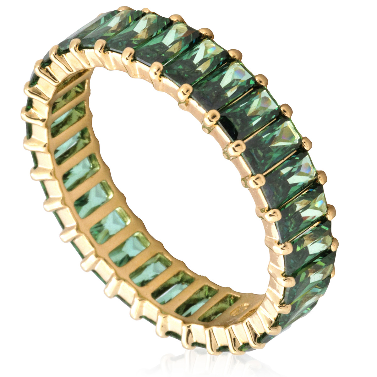 Swarovski Matrix Baguette Cut Green Crystal Ring, Size 60 (US 8.75