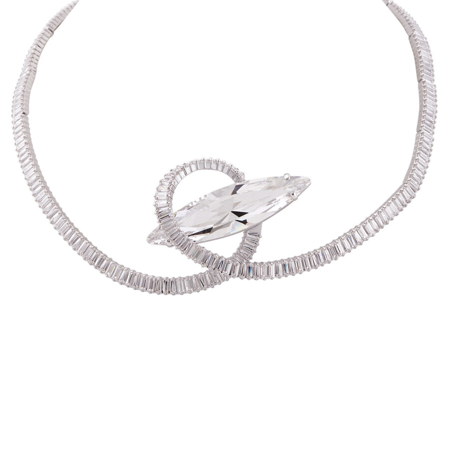 Swarovski Matrix Baguette Cut Rhodium Plated Choker In White