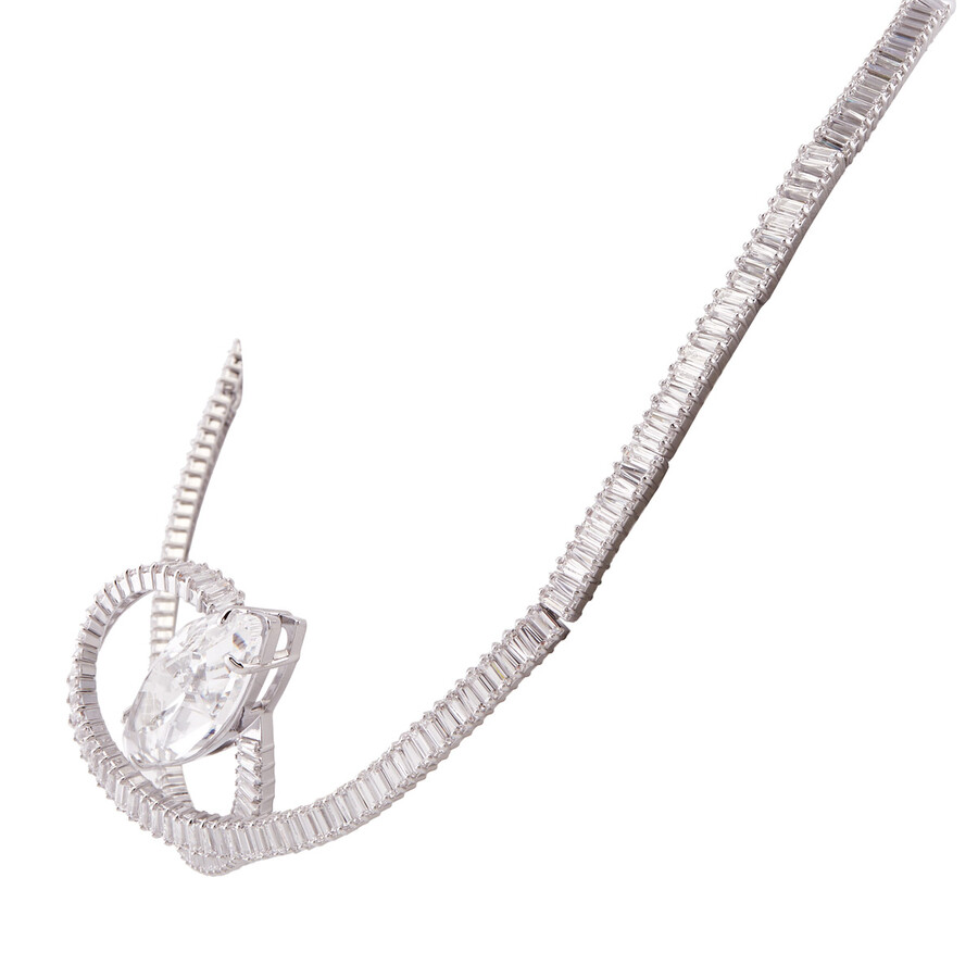Swarovski Matrix Baguette Cut Rhodium Plated Choker In White