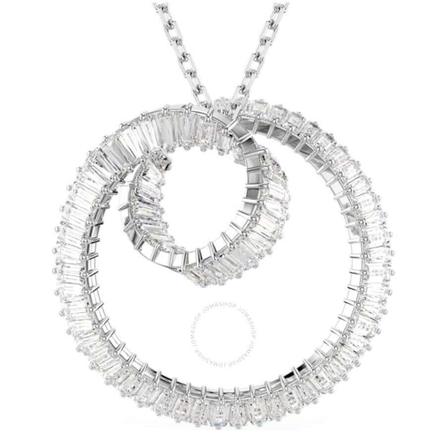 Swarovski Matrix Baguette Cut Rhodium Plated Necklace In White
