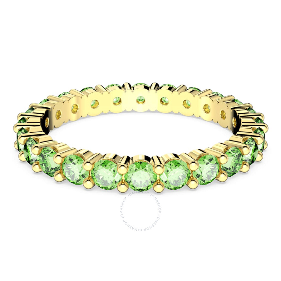 Swarovski Matrix Band Ring Green Gold Shiny Green In Silver Tone