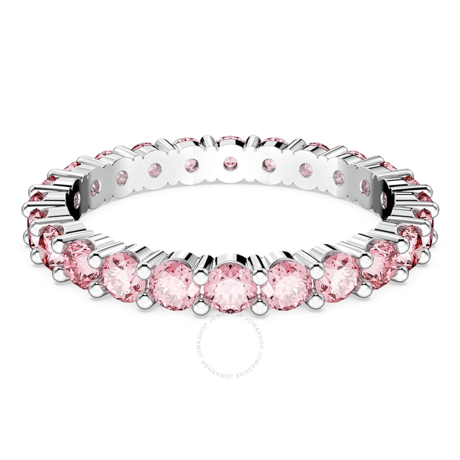 Swarovski Matrix Band Ring Pink Rhodium Shiny Pink In Silver Tone