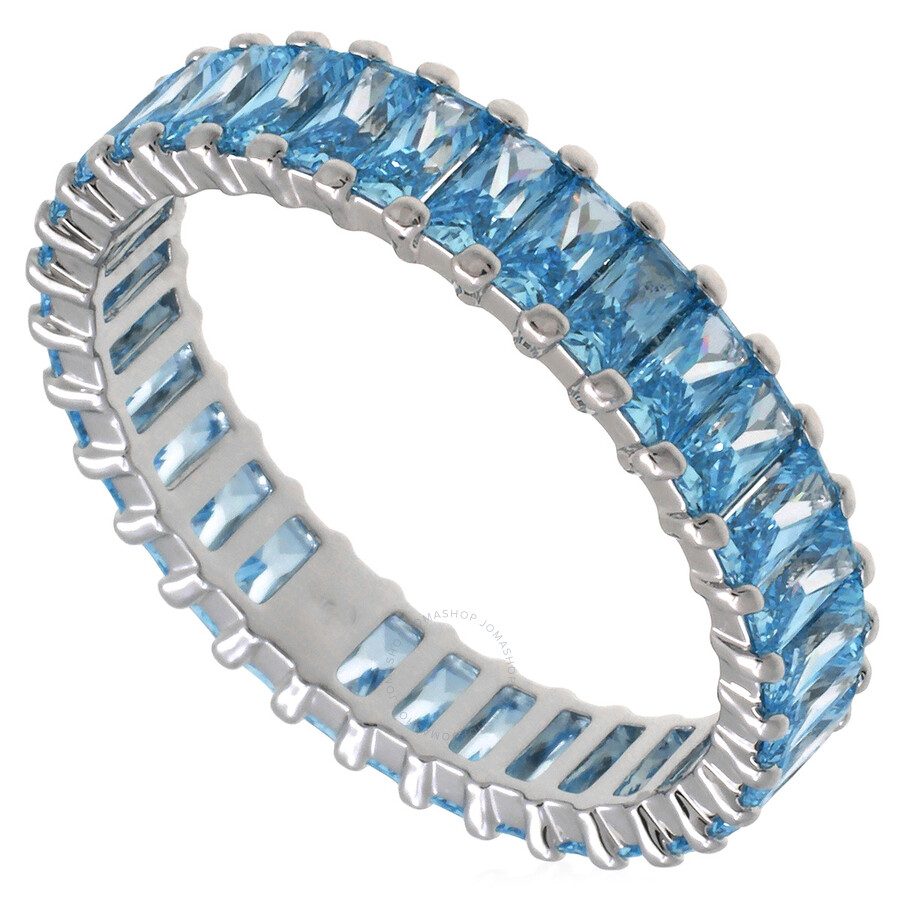 Swarovski Matrix Band Ring Rhodium Shiny Aquamarine In Blue