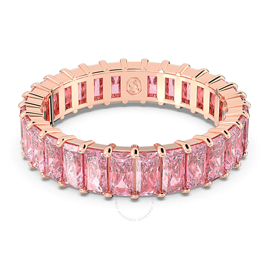 Swarovski Matrix Band Ring Rose Gold Shiny Pink In Silver Tone