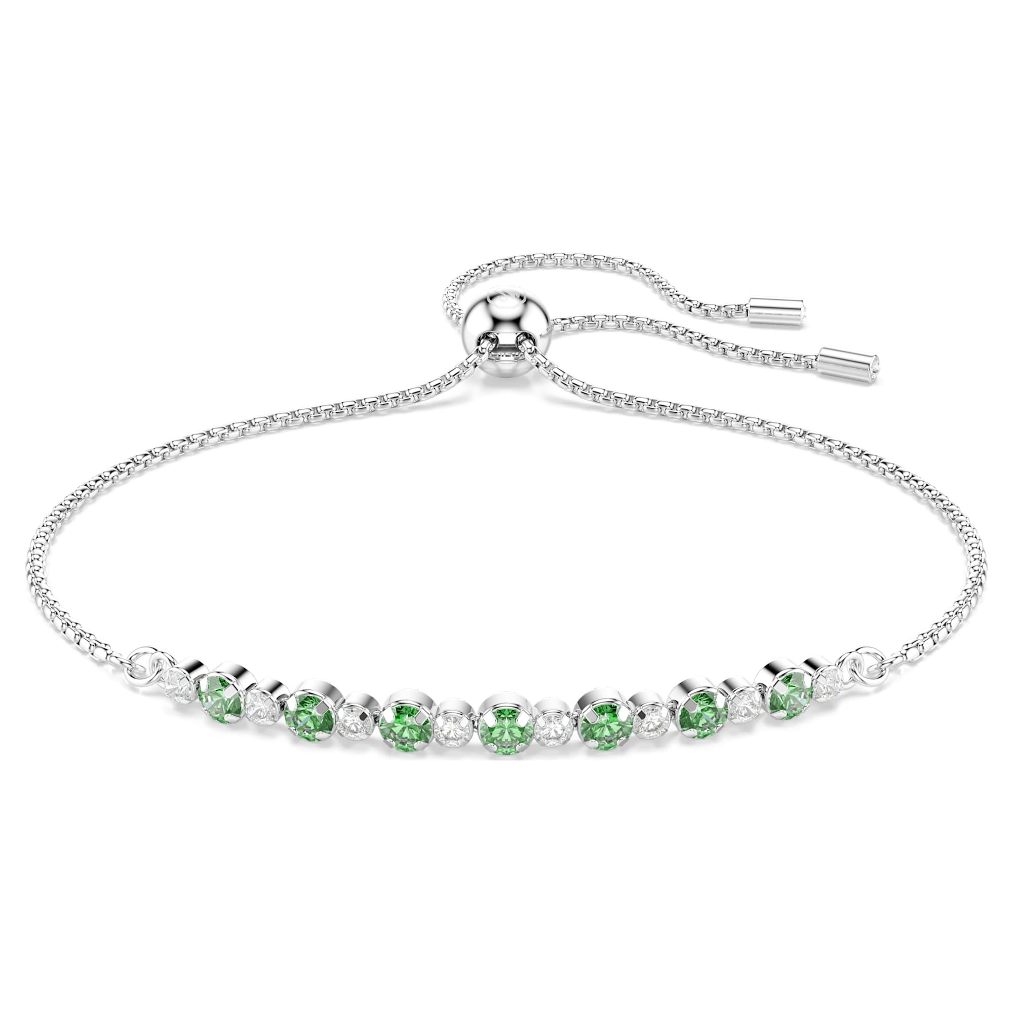 Swarovski Matrix Bracelet, Round Cut, Green, Rhodium Plated