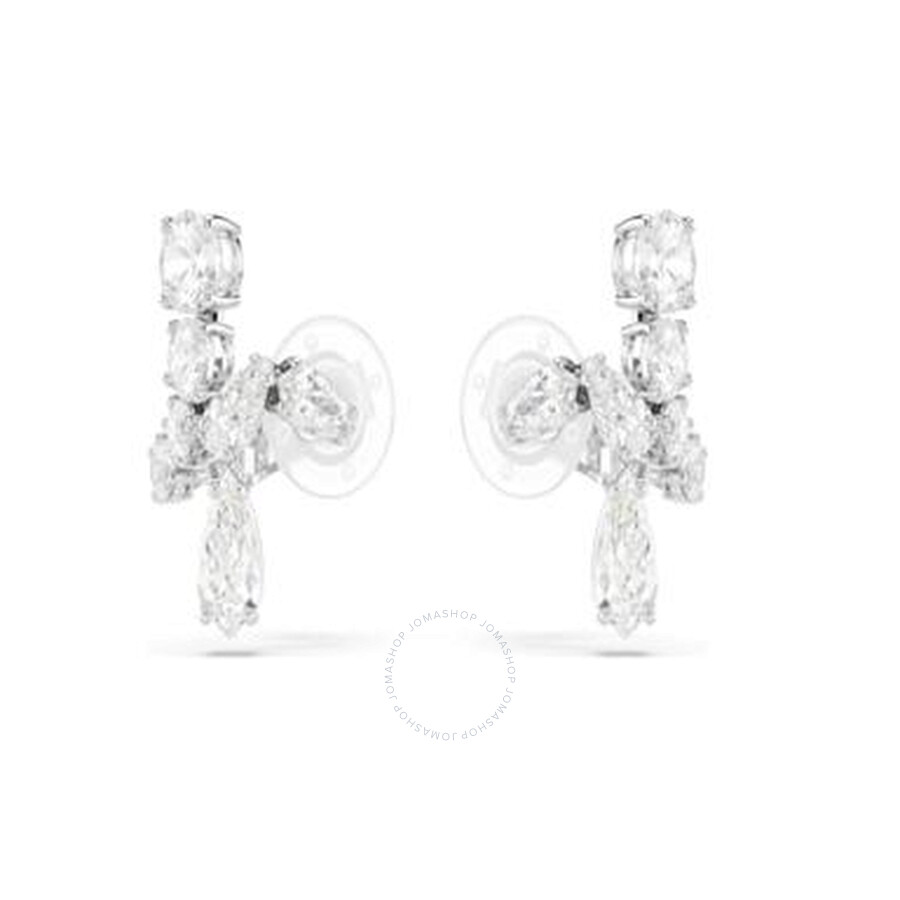Swarovski Matrix Clip Earrings Rhodium Shiny White In White
