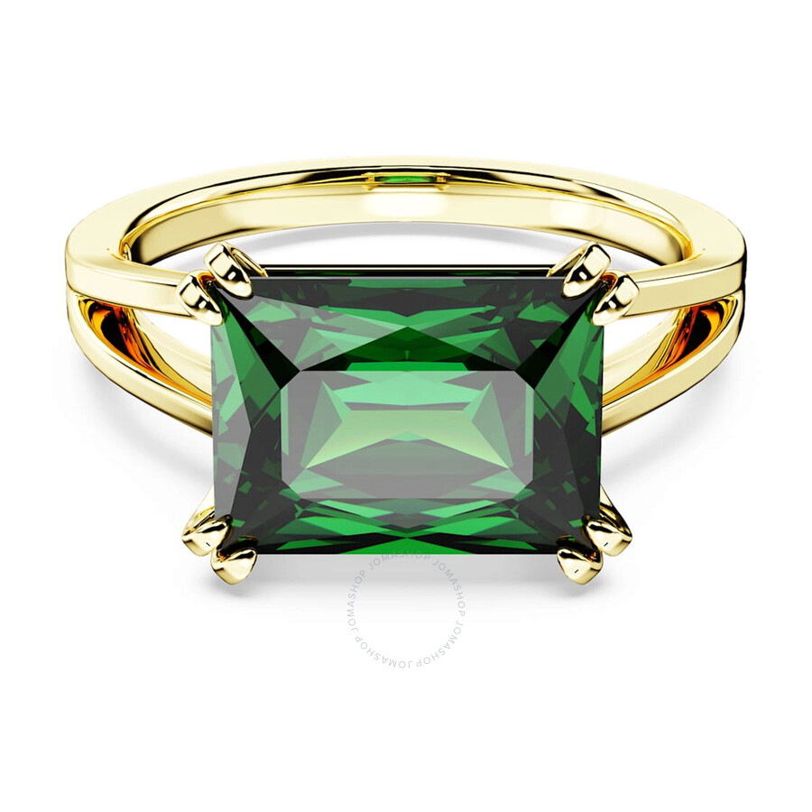 Swarovski Matrix Cocktail Ring Bag Gold Shiny Green In Silver Tone