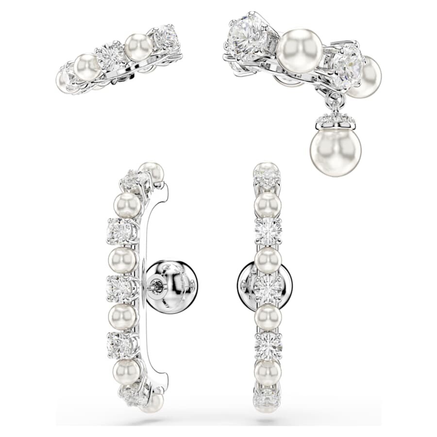 Swarovski Matrix Crystal Pearl Cuff Earrings Set