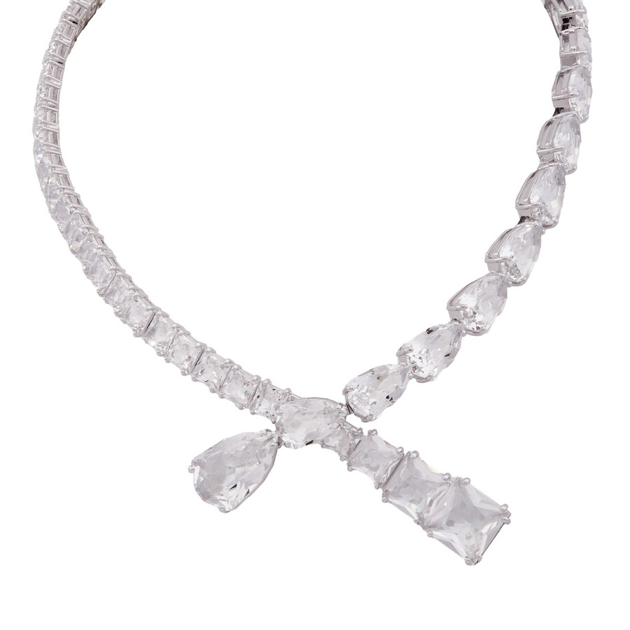 Swarovski Matrix Necklace Closed Rhodium Shiny Crystal In White