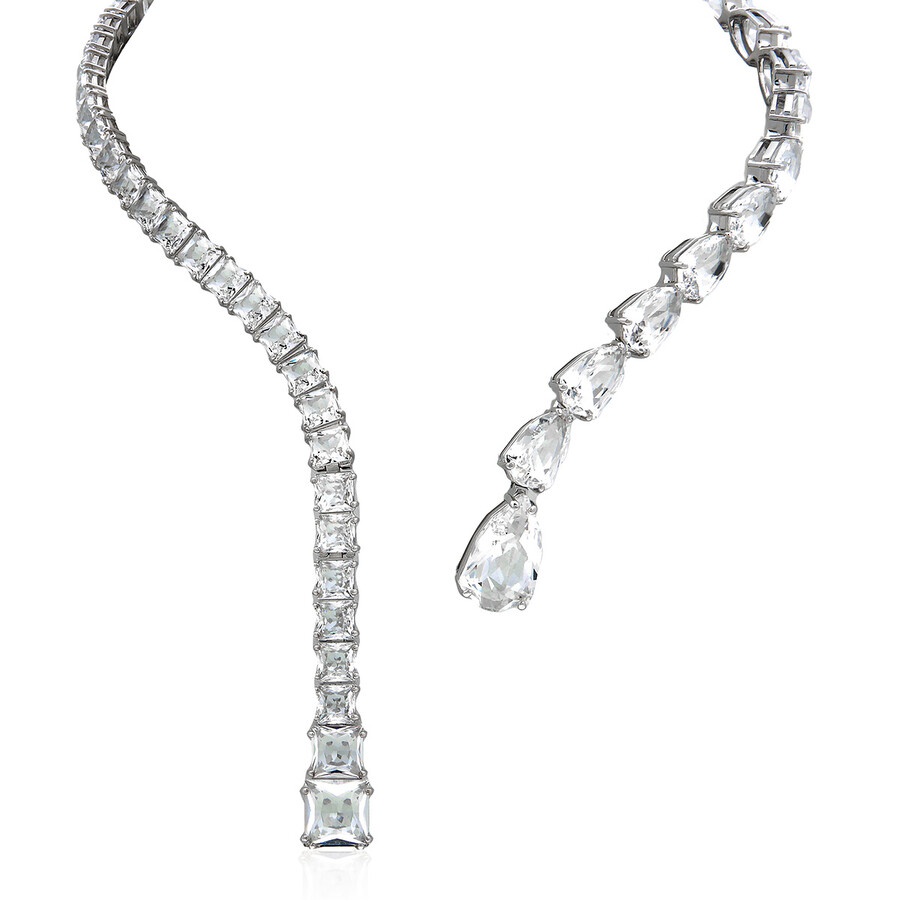 Swarovski Matrix Necklace Open Rhodium Shiny Crystal In White