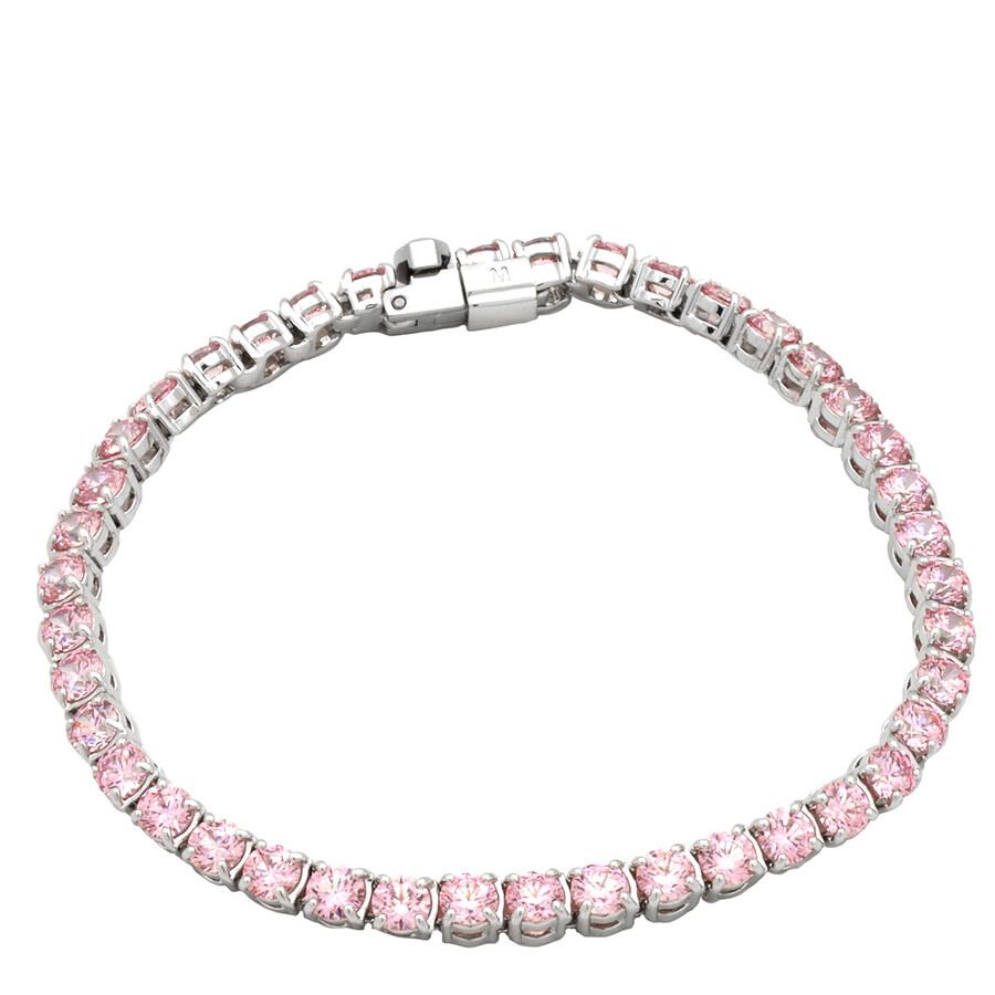 Swarovski Matrix Pink Rhodium Plated Tennis Bracelet, Size XL